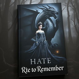 A fantasy book cover featuring a dark and mystical scene of an elegant young empress standing gracefully next to a powerful dragon in a shadowy forest