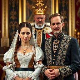 A couple, a husband and wife, standing together in a grand setting