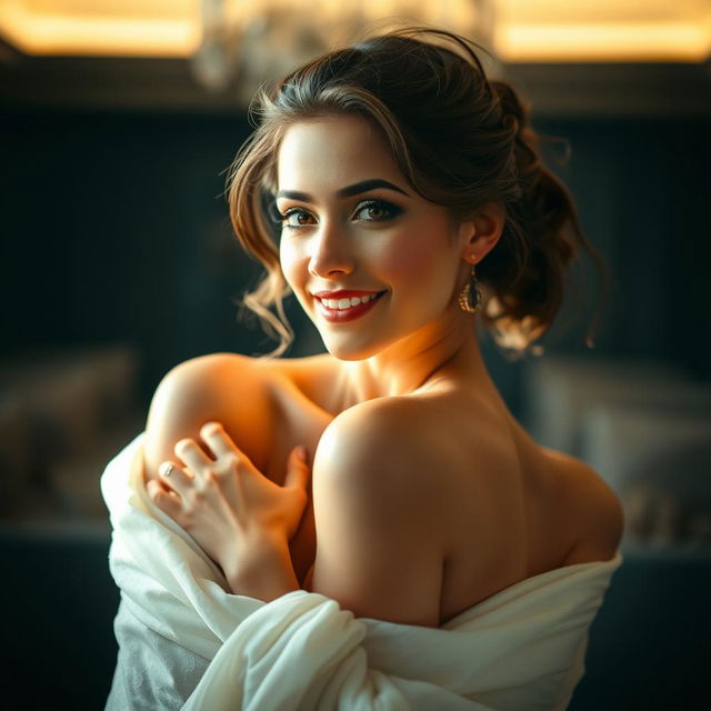 A stunning portrait of Arigameplays with an artistic flair, showcasing her confidence and beauty in a gracefully elegant style