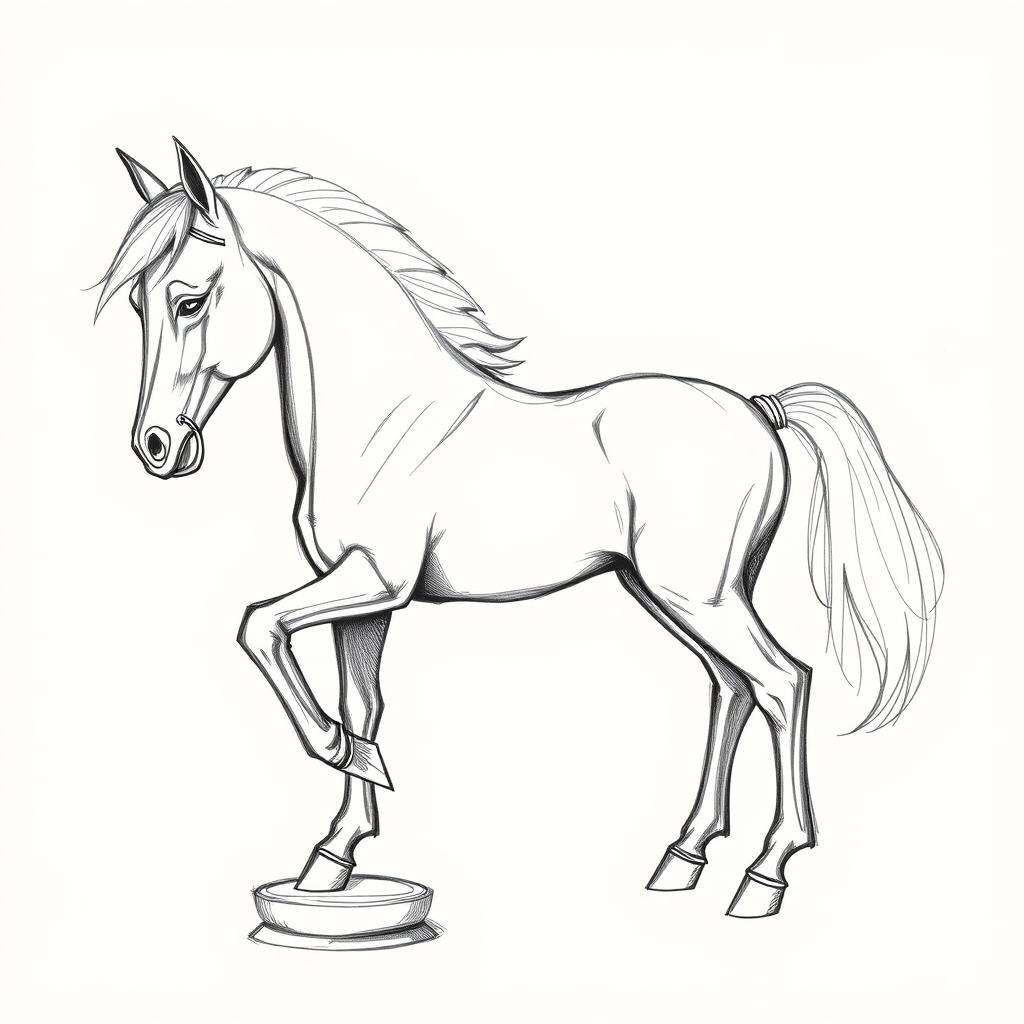 A detailed sketch illustration of a single horse chess piece, capturing its unique features and artistic details