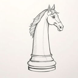 A detailed sketch illustration of a single horse chess piece, capturing its unique features and artistic details