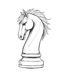 A detailed sketch illustration of a single horse chess piece, capturing its unique features and artistic details