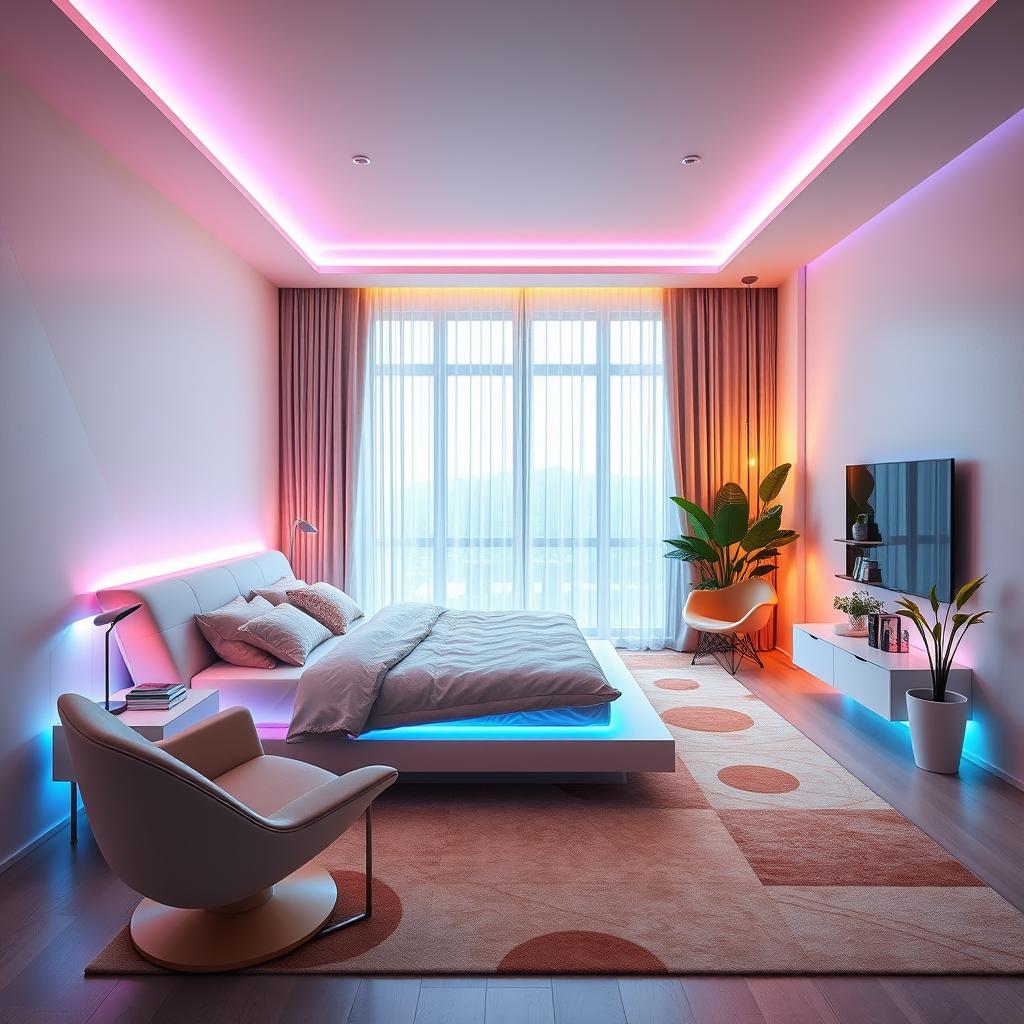 An innovative bedroom design featuring a modern aesthetic