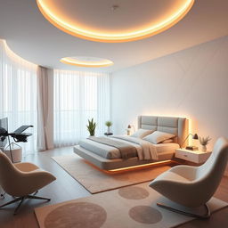 An innovative bedroom design featuring a modern aesthetic