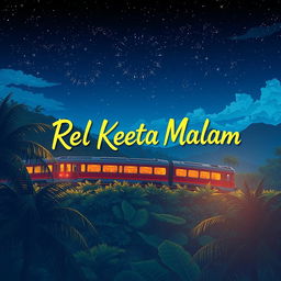 A captivating anime-style book cover for a novel titled 'Rel Kereta Malam