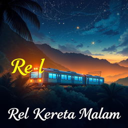 A captivating anime-style book cover for a novel titled 'Rel Kereta Malam