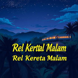 A captivating anime-style book cover for a novel titled 'Rel Kereta Malam