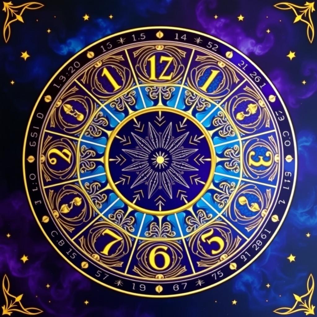 A beautifully designed numerology wheel that showcases the numbers 1 to 9 in a circular layout