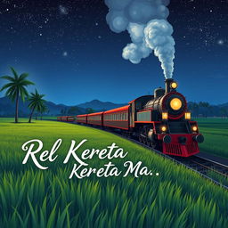 A stunning anime-style book cover for the novel titled 'Rel Kereta Malam