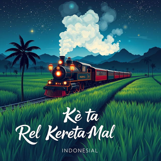 A stunning anime-style book cover for the novel titled 'Rel Kereta Malam