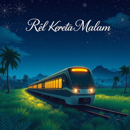 An enchanting anime-style book cover for the novel titled 'Rel Kereta Malam