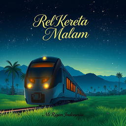 An enchanting anime-style book cover for the novel titled 'Rel Kereta Malam