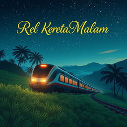 An enchanting anime-style book cover for the novel titled 'Rel Kereta Malam