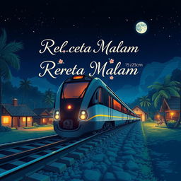 A captivating anime-style book cover for the novel titled 'Rel Kereta Malam,' formatted in 15×23 cm