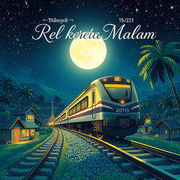 A captivating anime-style book cover for the novel titled 'Rel Kereta Malam,' formatted in 15×23 cm