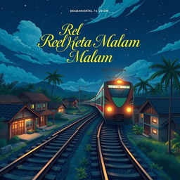 A stunning anime-style book cover for the novel titled 'Rel Kereta Malam,' designed in a 14×20 cm format