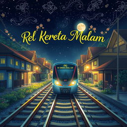 A visually striking anime-style book cover for the novel titled 'Rel Kereta Malam,' formatted in 14×20 cm