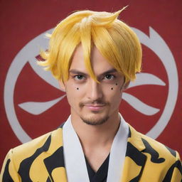 A pinwheel themed after Vinsmoke Sanji, a character from One Piece. The pinwheel features his signature swirled eyebrow and yellow hair, along with a chef's jacket design.