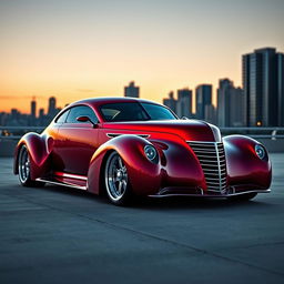 A breathtaking supercar designed as an exotic fusion of a 1939 Chevrolet Coupe, featuring a widebody format