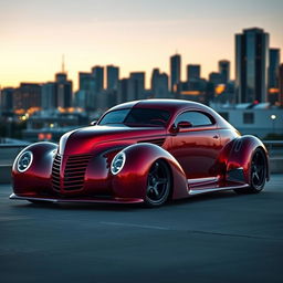 A breathtaking supercar designed as an exotic fusion of a 1939 Chevrolet Coupe, featuring a widebody format