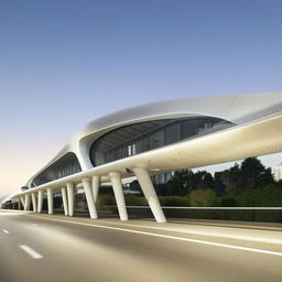 A futuristic bus station surpassing natural notions and norms