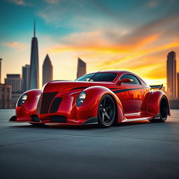 An awe-inspiring supercar showcasing an exotic fusion of a 1939 Chevrolet Coupe, featuring a pronounced widebody design and wide performance tires that reflect its high-octane personality