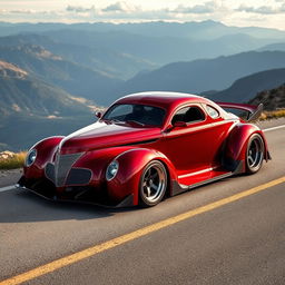 An extraordinary hypercar that elegantly fuses the classic 1939 Chevrolet Coupe with a widebody design and high-performance tires, creating a stunning modern supercar