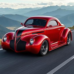 An extraordinary hypercar that elegantly fuses the classic 1939 Chevrolet Coupe with a widebody design and high-performance tires, creating a stunning modern supercar