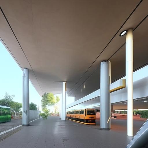 A futuristic bus station surpassing natural notions and norms