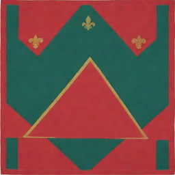 A scout bandana or 'pañolin', folded triangularly. It features a vibrant color pattern from top to bottom with a green section, followed by a gold section, culminating with a bold red section.