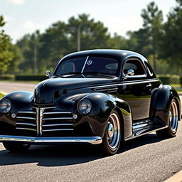 A stunning supercar that creatively merges the classic charm of a 1939 Chevrolet Coupe with the cutting-edge design of a 2025 Mercedes concept car, featuring an eye-catching widebody and robust wide performance tires