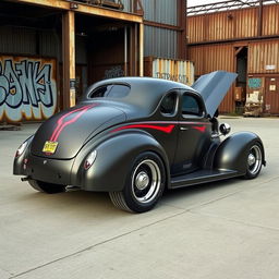 A striking fusion of a supercar and a ratrod, this exceptional vehicle combines the classic design of a 1939 Chevrolet Coupe with a widebody stance and aggressive wide performance tires