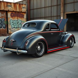 A striking fusion of a supercar and a ratrod, this exceptional vehicle combines the classic design of a 1939 Chevrolet Coupe with a widebody stance and aggressive wide performance tires