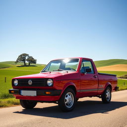 A classic 1993 Volkswagen Saveiro pickup truck, prominently featured in a vibrant, sunny outdoor setting