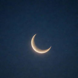 A serene and captivating Ramadan night sky, with a radiant crescent moon beautifully illuminating the darkness.