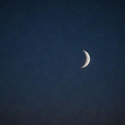 A serene and captivating Ramadan night sky, with a radiant crescent moon beautifully illuminating the darkness.