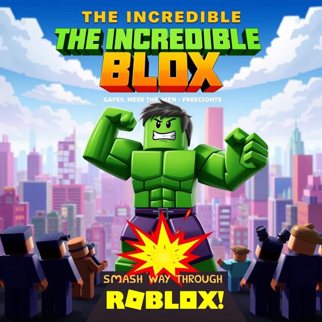 A movie poster for 'The Incredible Blox', a playful twist on the 2008 film 'The Incredible Hulk'