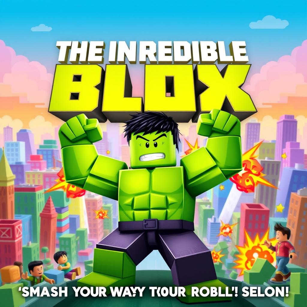 A movie poster for 'The Incredible Blox', a playful twist on the 2008 film 'The Incredible Hulk'