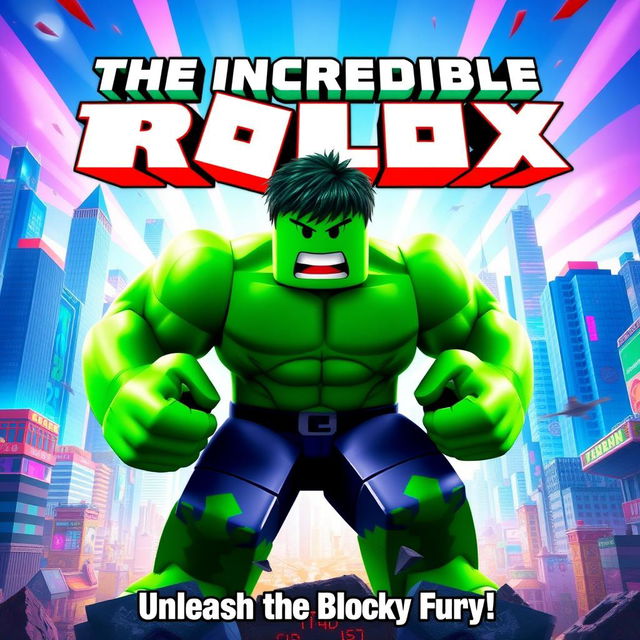 A vibrant and dynamic movie poster for a Roblox film titled 'The Incredible Blox'