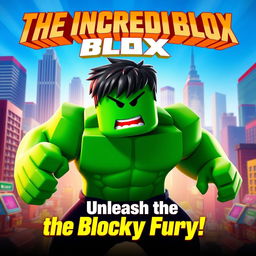 A vibrant and dynamic movie poster for a Roblox film titled 'The Incredible Blox'