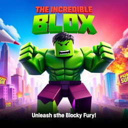 A vibrant and dynamic movie poster for a Roblox film titled 'The Incredible Blox'