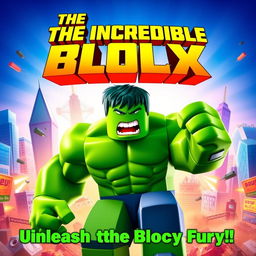 A vibrant and dynamic movie poster for a Roblox film titled 'The Incredible Blox'