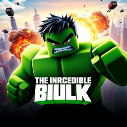 A movie poster for a fictional Roblox film titled 'The Incredible Blox', inspired by the 2008 film 'The Incredible Hulk'