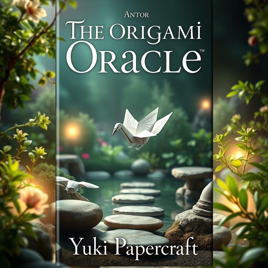 A beautifully designed book cover for 'The Origami Oracle' by Yuki Papercraft