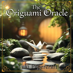 A beautifully designed book cover for 'The Origami Oracle' by Yuki Papercraft