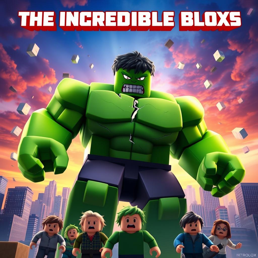 A dramatic and eye-catching movie poster for a fictional Roblox movie titled 'The Incredible Blox