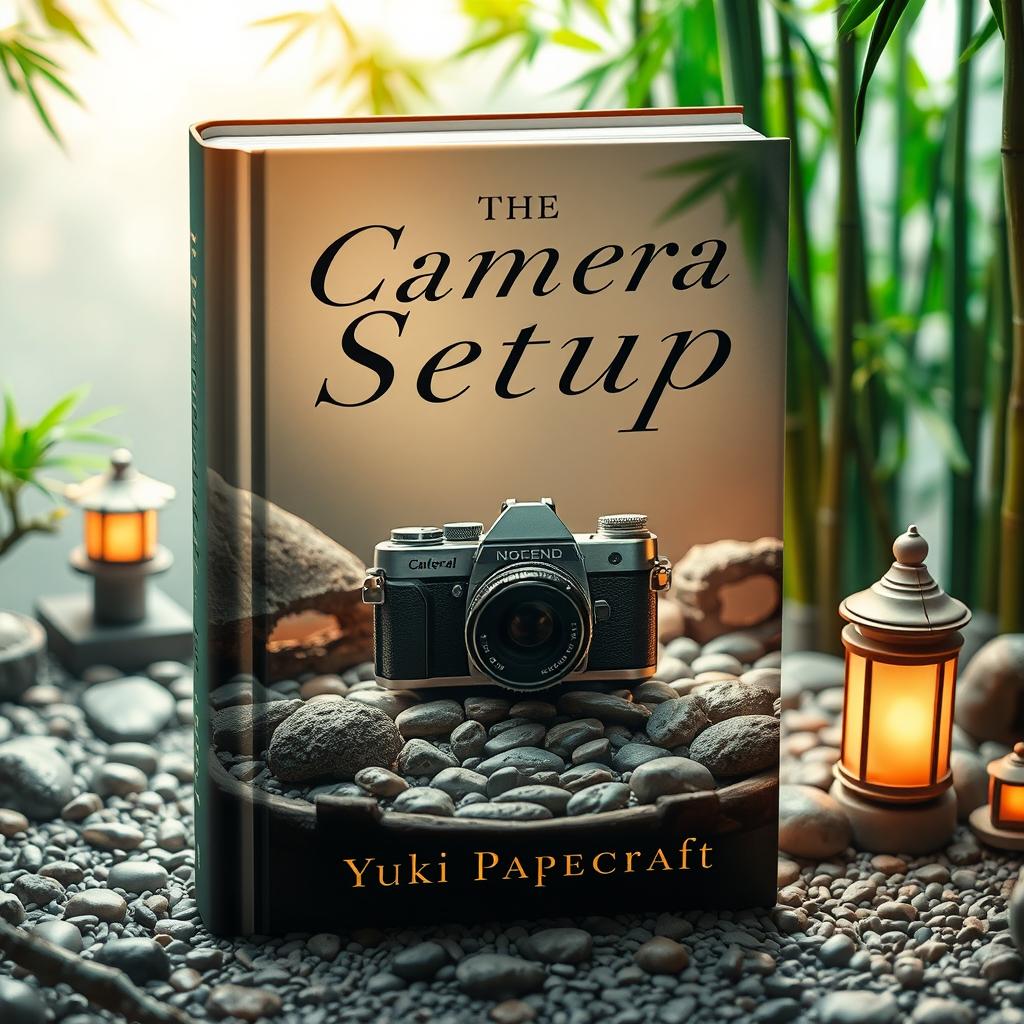 A captivating book cover for 'The Camera Setup' by Yuki Papercraft