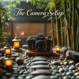 A captivating book cover for 'The Camera Setup' by Yuki Papercraft