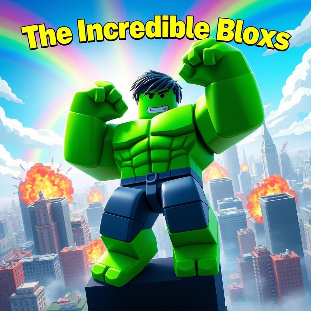 A vibrant and dynamic movie poster for a fictional Roblox film titled 'The Incredible Blox'