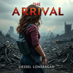 A highly realistic book cover design featuring a teen girl with brown wavy hair, dressed in maroon and navy blue gear similar to the Maze Runner style, including a thigh holster